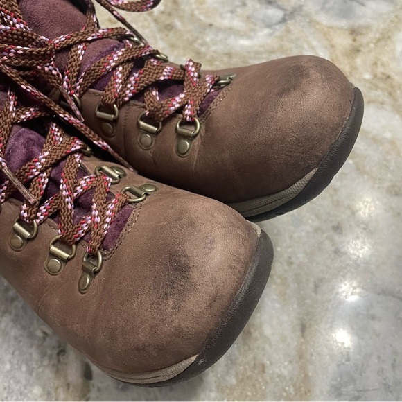 Dansko Vibram leather hiking Chelsea Burnished Nubuck Brown real fur upper boots - Picture 7 of 11